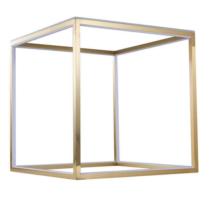 LED Gold Aluminum Frame Side Table with a Frosted Glass Top
