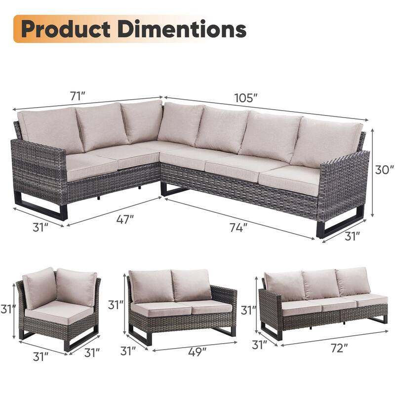 Outdoor Sectional Sofa High Back Sofa and Dining Table with Cushion