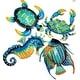 preview thumbnail 1 of 5, Set of 4 Metal Outdoor Wall Art Decor Blue