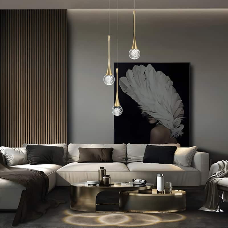 Starsky 3-Light LED 4500K Teardrop Crystal Cluster Pendant