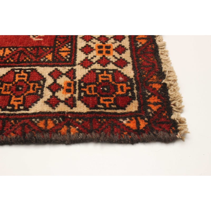 ECARPETGALLERY Hand-knotted Baluch Red Wool Rug - 3'8 x 6'4