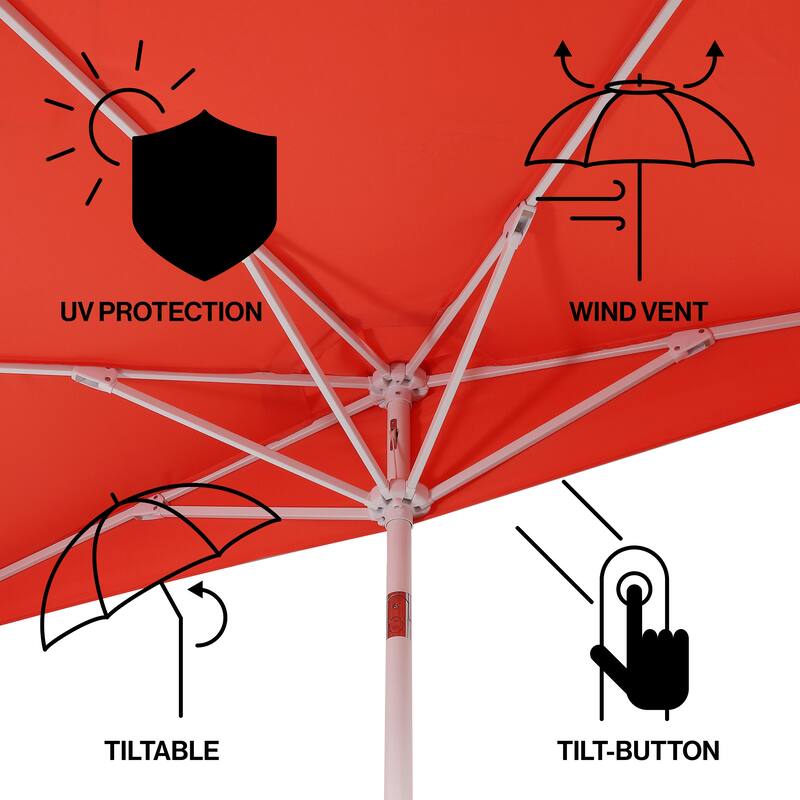 9 ft Market Patio Half Umbrella with Crank, Tilt Button and UV Protection