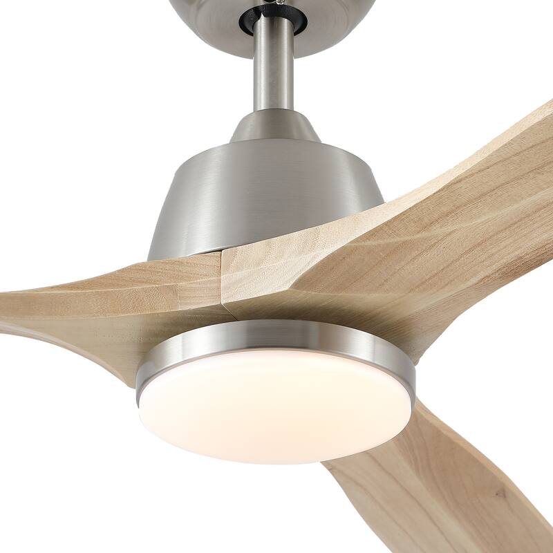 YUHAO 52 in. Indoor Matte Black Solid Wood Ceiling Fan with Integrated LED and Remote Control
