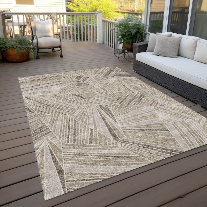 Machine Washable Indoor/ Outdoor Chantille Modern Mosaic Rug