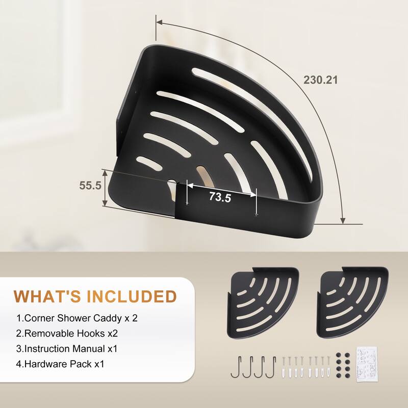 WOWOW 12.7 in. W x 9 in. D x 4 in. H Double Bathroom Corner Shelf