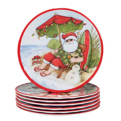 Certified International Santa's Wish Melamine 9" Salad/Dessert Plates, Set of 6 - 9-inch