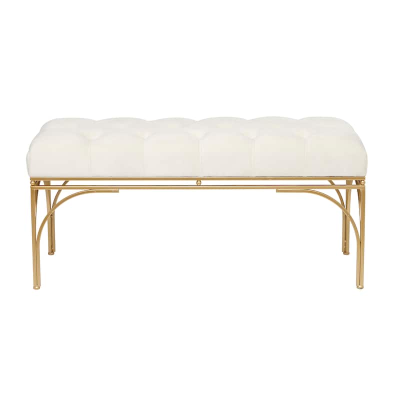 Velvet Bench with Gold Legs - Gray, Black or White - Roche River Decor