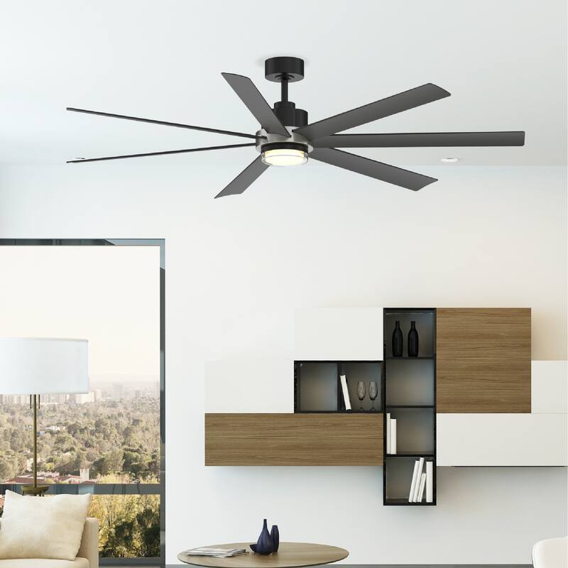 Pendry 72 inch Indoor/Outdoor Ceiling Fan - Black with Brushed Nickel Accent