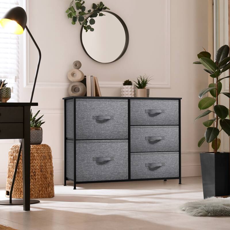 Dresser w/ 5 Drawers - Furniture Storage Tower Unit for Home, Bedroom