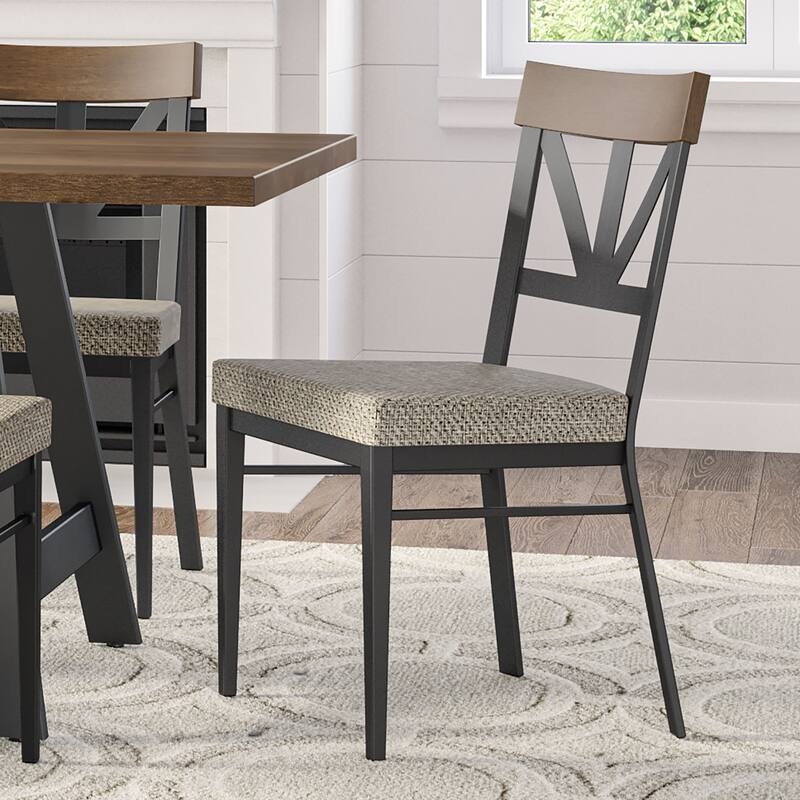 Amisco Clark Dining Chair with Solid Wood Accent and Metal Legs
