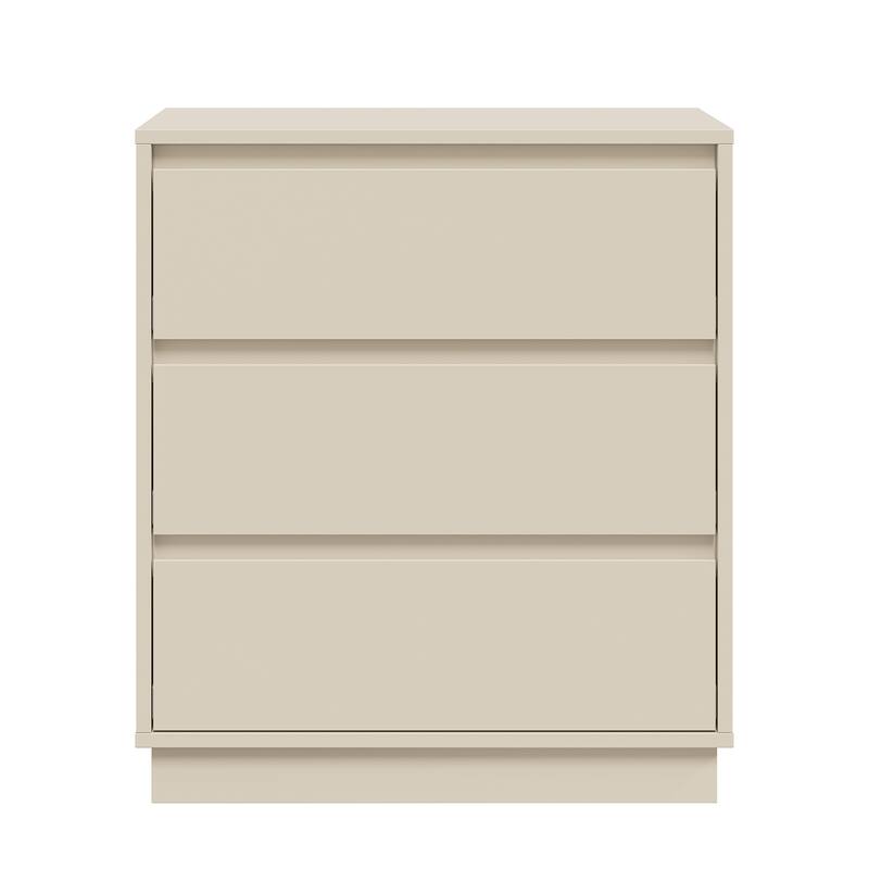 Large Wood Nighstand with 3 Drawers - Beige - 3-drawer