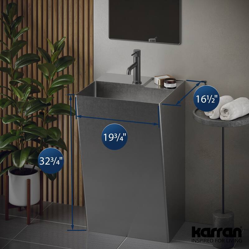 Karran USA CCP500 Cinox 19-3/4" Rectangular Stainless Steel Pedestal