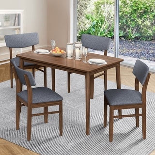 5 Piece Dining Set Wood Kitchen Dining Table Set with 1 Rectangular ...