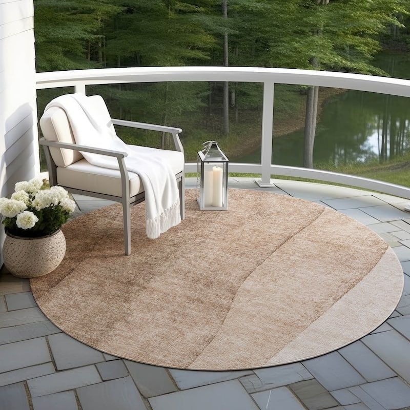 Machine Washable Indoor/ Outdoor Chantille Modern Horizon Rug - Brown - 8' x 8'