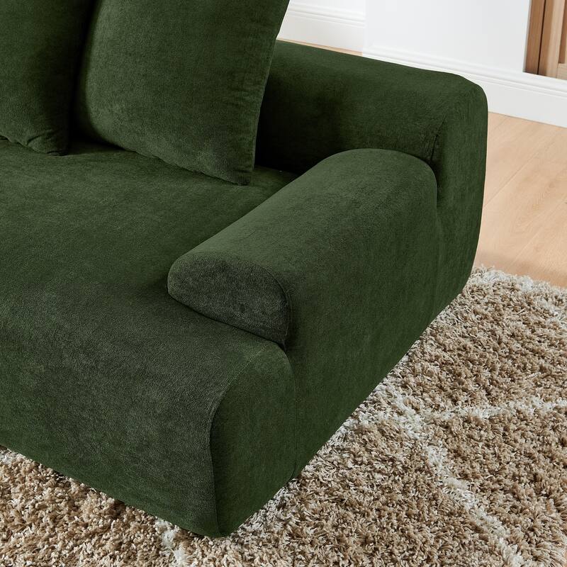 110" Modern L-Shape Modular Sectional, Melange Velvet, Easy Assembly