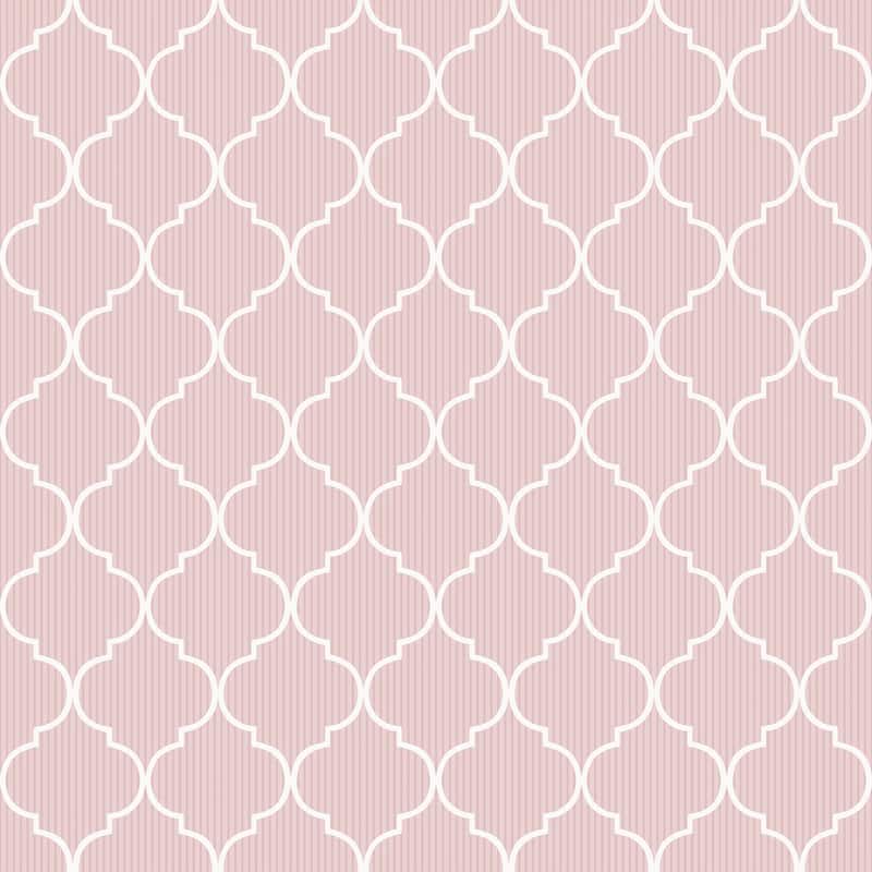 Galerie Wallcoverings Cottage Chic Thin Stripe Quatrafoil ECODECO Material Matte Wallpaper Roll - 33 feet x 21 inches - Pink