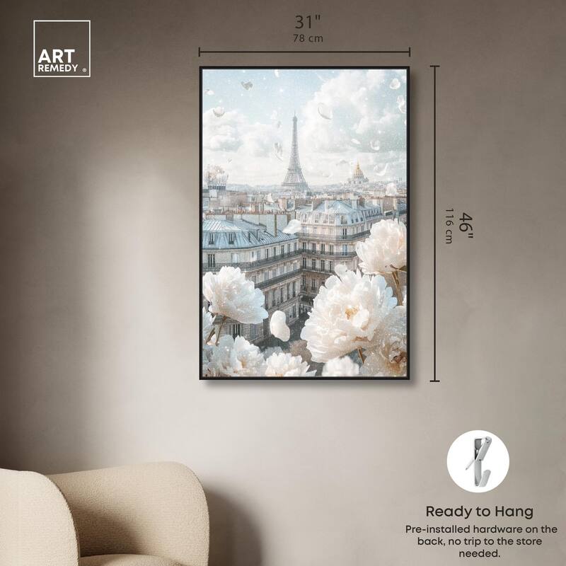 Peonies Over Paris Canvas by Art Remedy