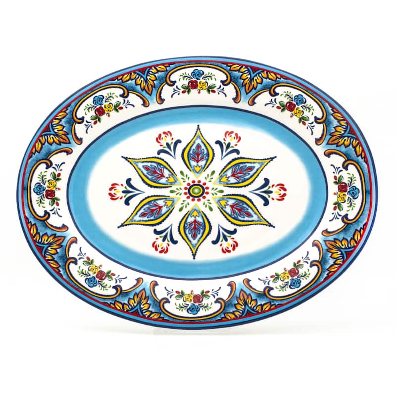 Euro Ceramica Zanzibar 18" Oval Platter - 18 in. x 13.75 in. x 1.5 in.