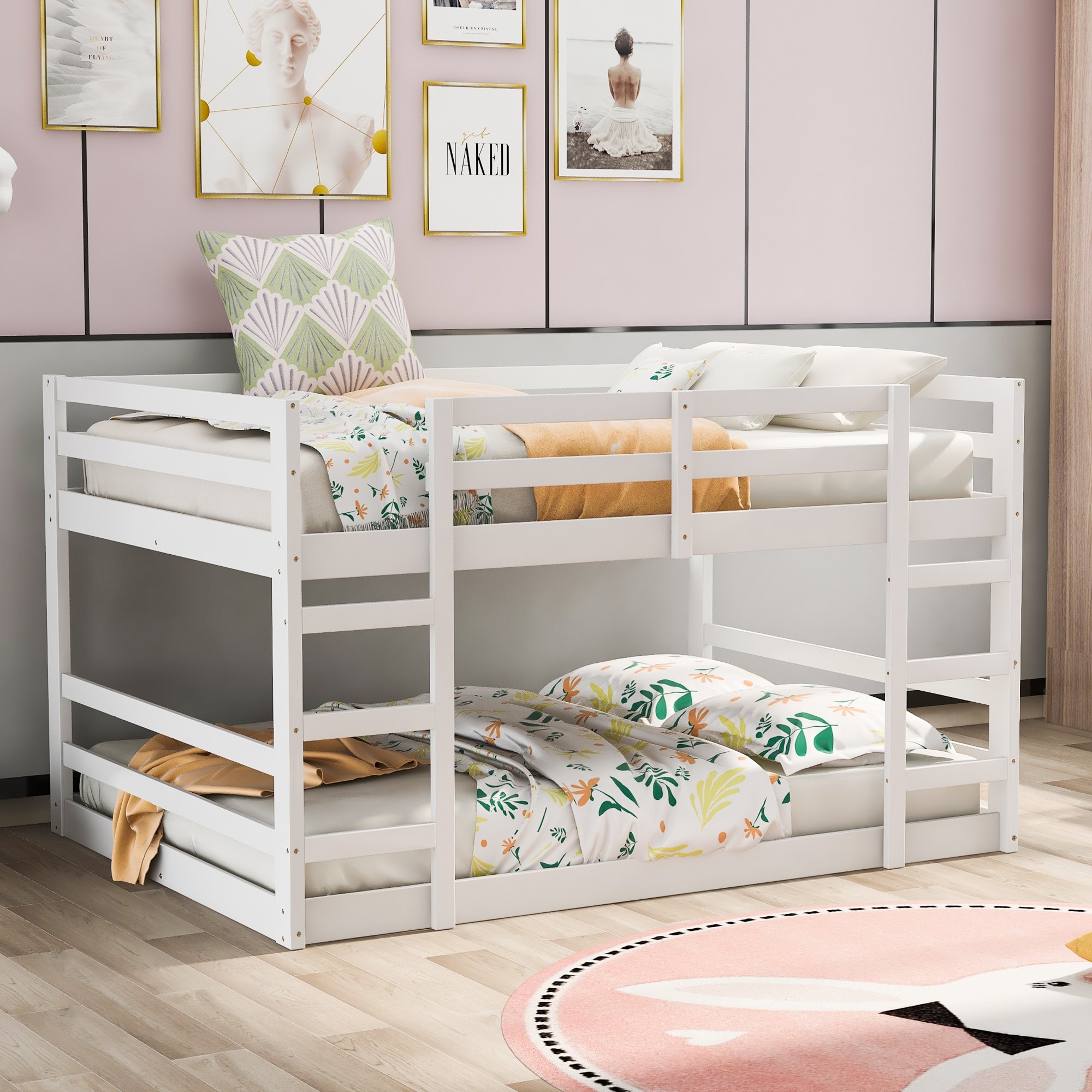 Wooden Bunk Bed with 2 Ladder