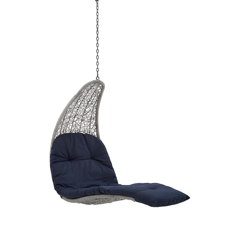 Landscape Outdoor Patio Hanging Chaise Lounge Swing Chair - Light Gray Navy