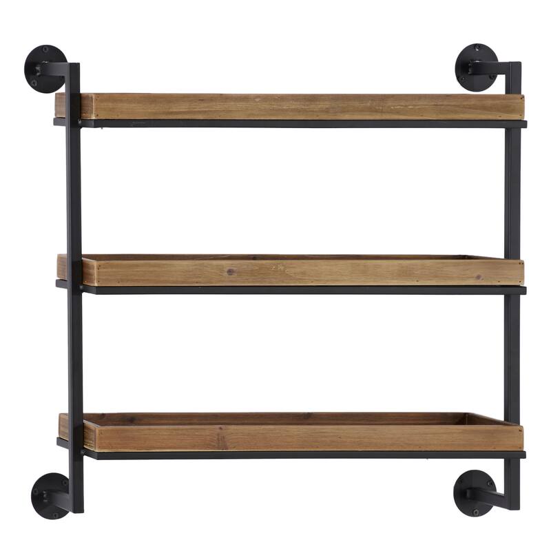 Brown Metal 3 Shelves Wall Shelf