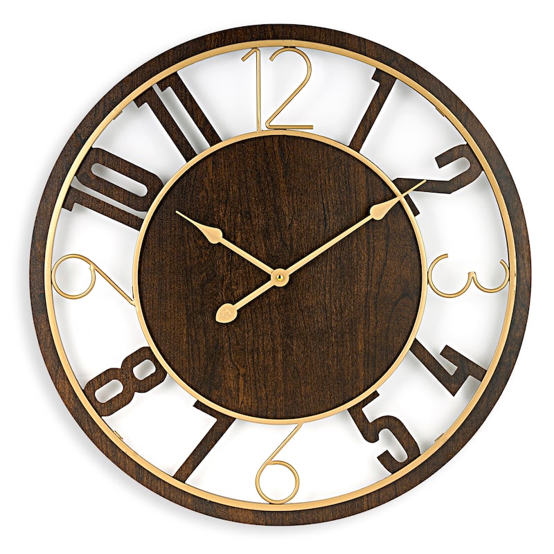Sorbus 24" Wooden Wall Clock (Numeral) - Brown