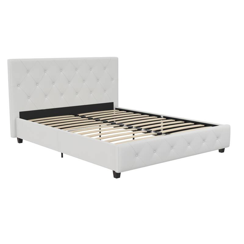 Avenue Greene Darci Upholstered Queen Bed - White Faux Leather - Queen