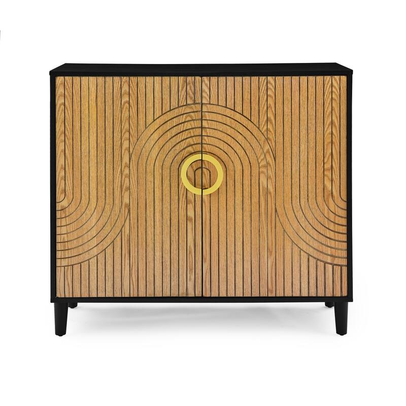 Storage Cabinet MDF Free Standing Chest With Double Doors Kitchen Buffet Sideboard Accent Entryway Console Table Cabinet - Black