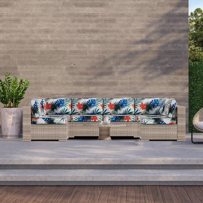 14-Piece Patio Furniture Sofa Cushions, 6-Seater Outdoor Cushion Set (Only Include Cusions，Not Sofa） - 25.6*25.6*4in