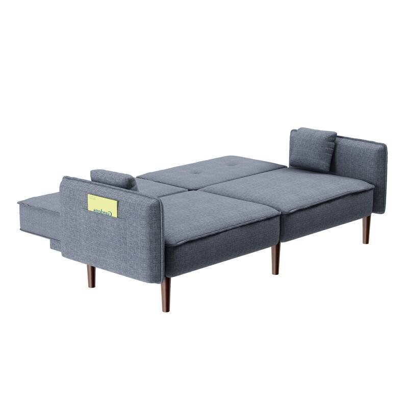 Futon Sofa Bed, Fabric, Solid Wood Leg, Adjustable Backrest