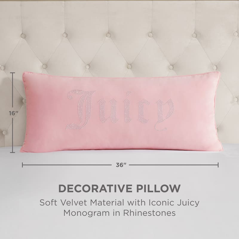 Juicy Couture Silver Rhinestone Pillow 16" x 36"