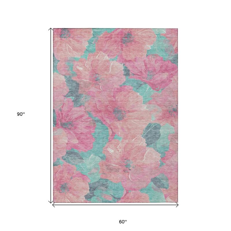 HomeRoots Floral Transitional Rectangle Outdoor Rug