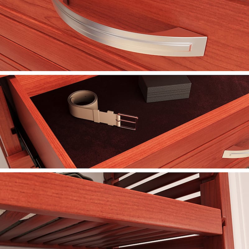 John Louis Home Solid Wood Reach-In Closet System with 6-Drawers and Doors Red Mahogany