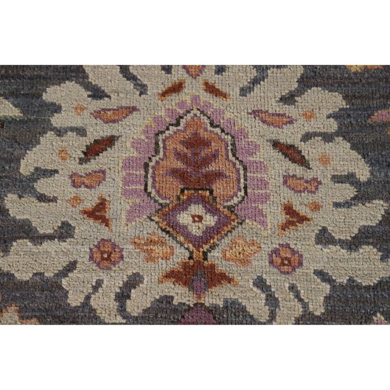 Vegetable Dye Floral Oushak Large Round Rug Handmade Wool Carpet - 11'8" x 11'7"