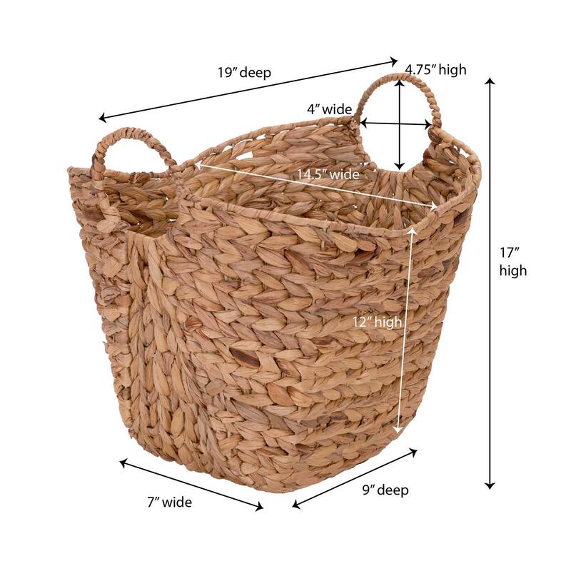 Household Essentials Tall Water Hyacinth Wicker Basket with Handles