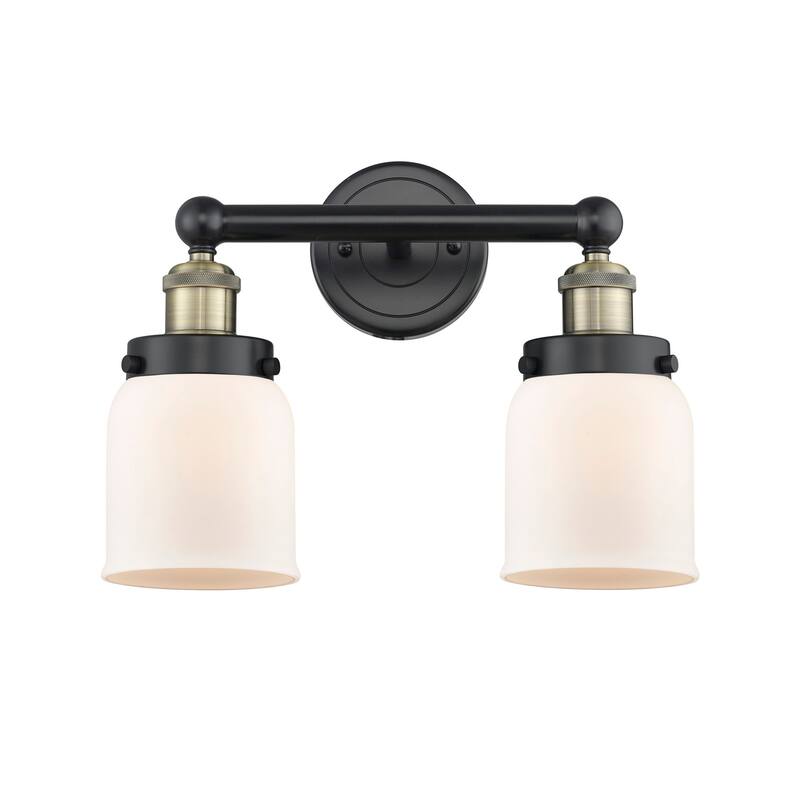 Innovations Lighting 616-2W-10-16 Bell Vanity Bell 2 Light 16" Wide - Black Antique Brass / Matte White