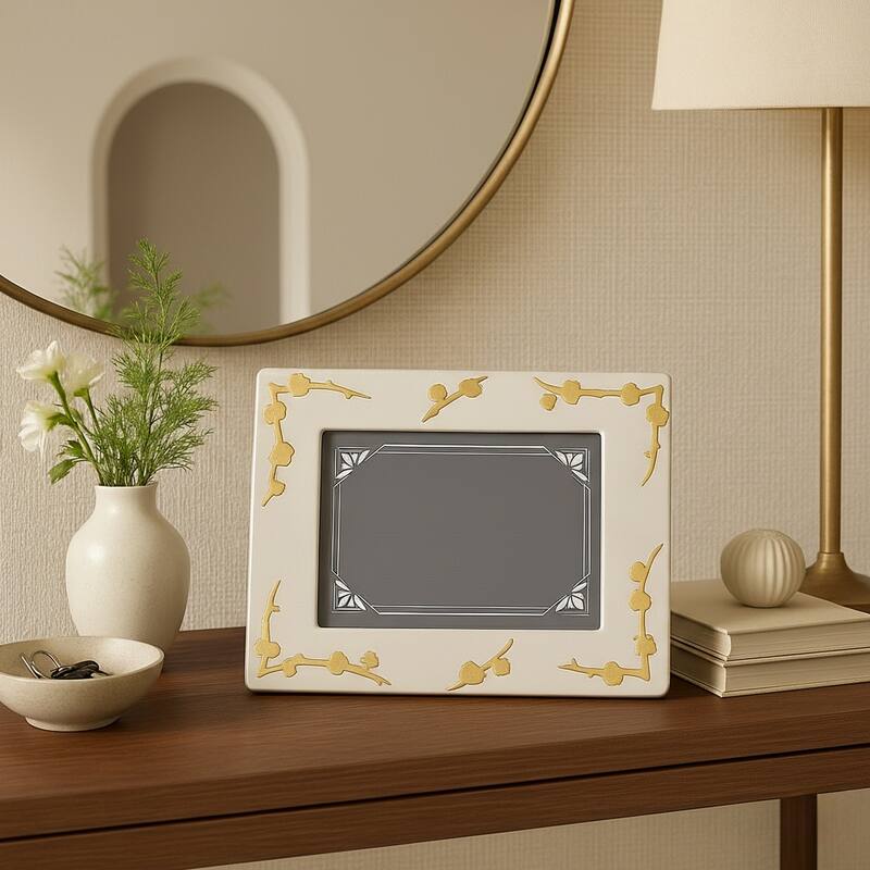 Ceramic Cherry Blossom Picture Frame - Gold