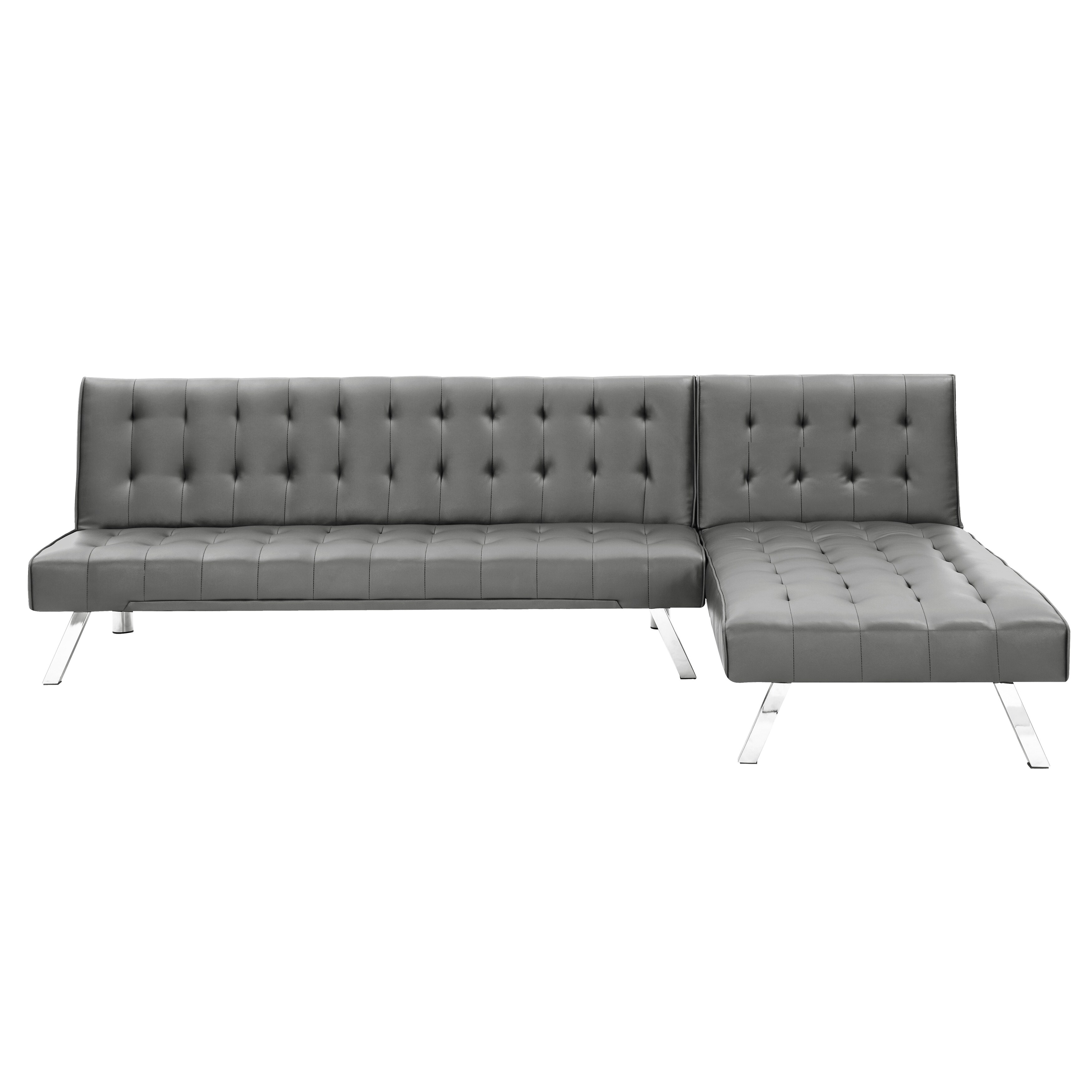 Reversible L-Shaped Sectional Sofa Sleeper PU with Metal