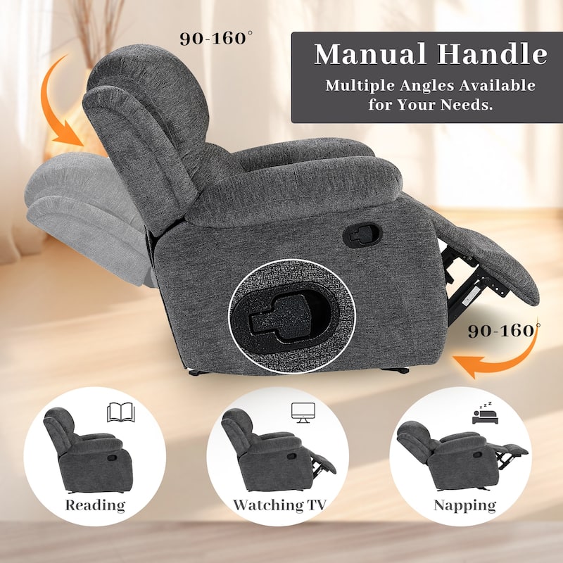 2PC Soft Microfiber Manual Reclining Sofa Set, Drop Down Table, Cupholder Console, Living Room Set