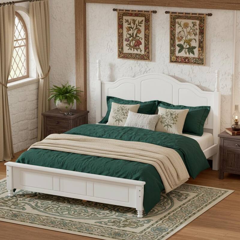 Retro Wood Platform Bed Frame with Wooden Slat Support by Harper&Bright Designs