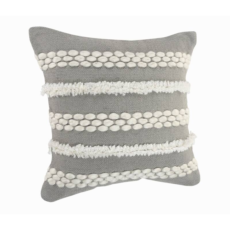 20" Gray and White Textured Square Throw Pillow