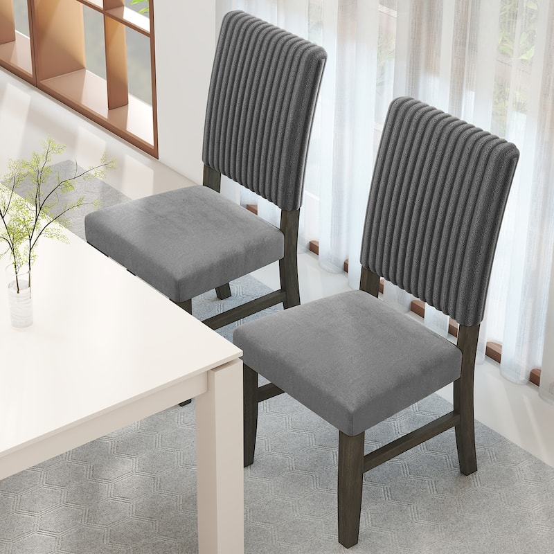 Grey Black Velvet Dining Chairs Set with High Backrest Ergonomic Comfort Cushioned Seating - 20" x 23.5" x 40"