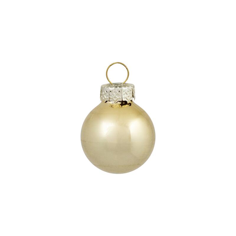 2-Finish Mini Christmas Glass Ball Ornaments - 1" (25mm) - Gold - 24ct