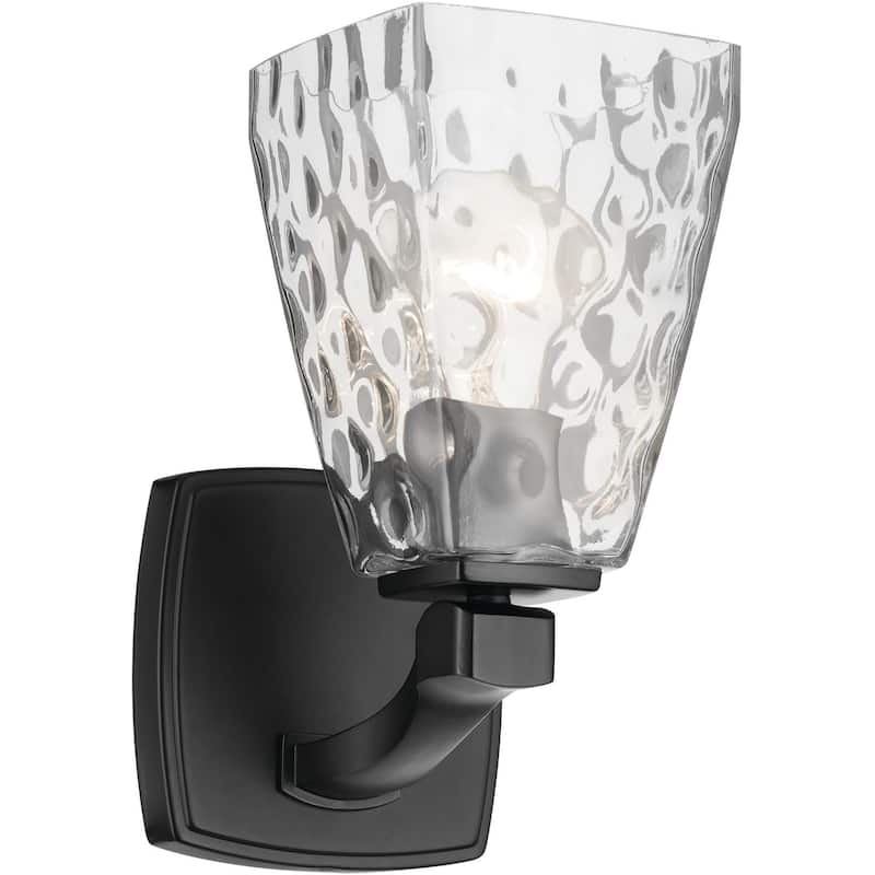 Kichler 55214WTR Marant 10" Tall Bathroom Sconce with Clear Water - Black