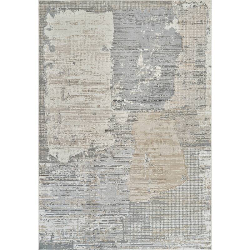 Bibiz Distressed Abstract Modern Stain Resistant Woven Area Rug By HomeRoots