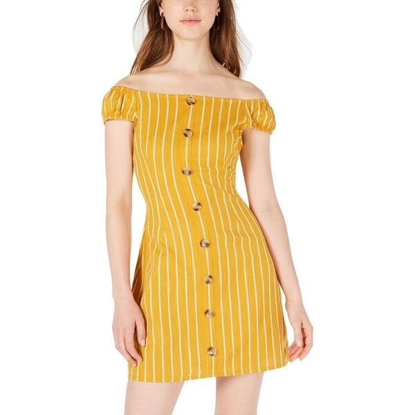 Shop Planet Gold Womens Casual Dress Striped Off The Shoulder