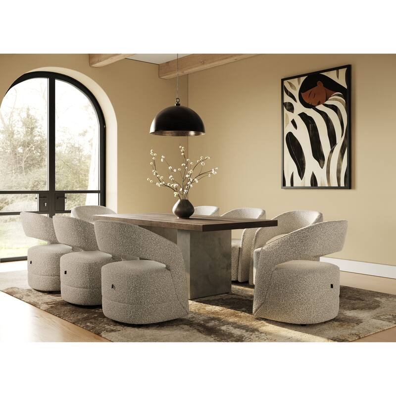 Modrest Kadoka Modern Light Grey Fabric Swivel Dining Chair