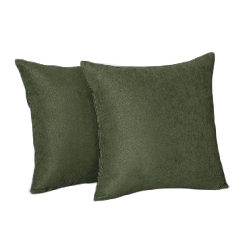 HomeRoots Set Of Two 16" X 16" Fern Green Polyester Zippered Pillow Cover