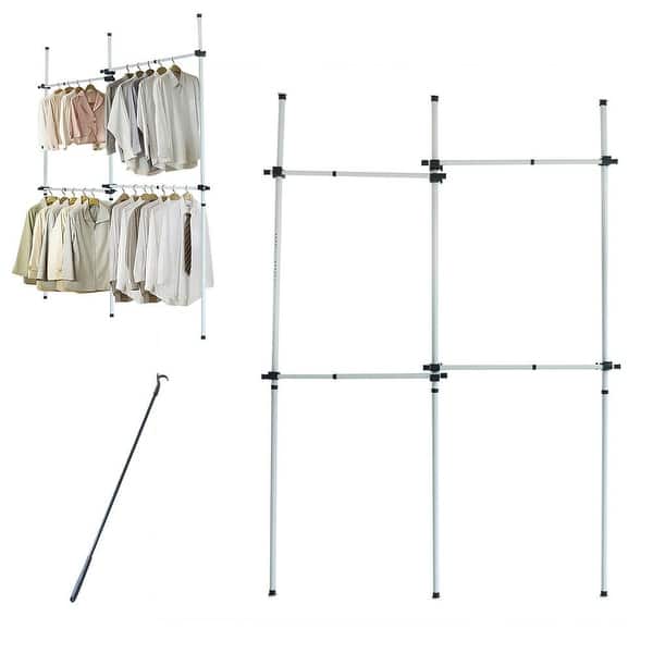 Open Adjustable Clothing Racks Heavy Duty Garment Rack - 2-Tier - Bed ...