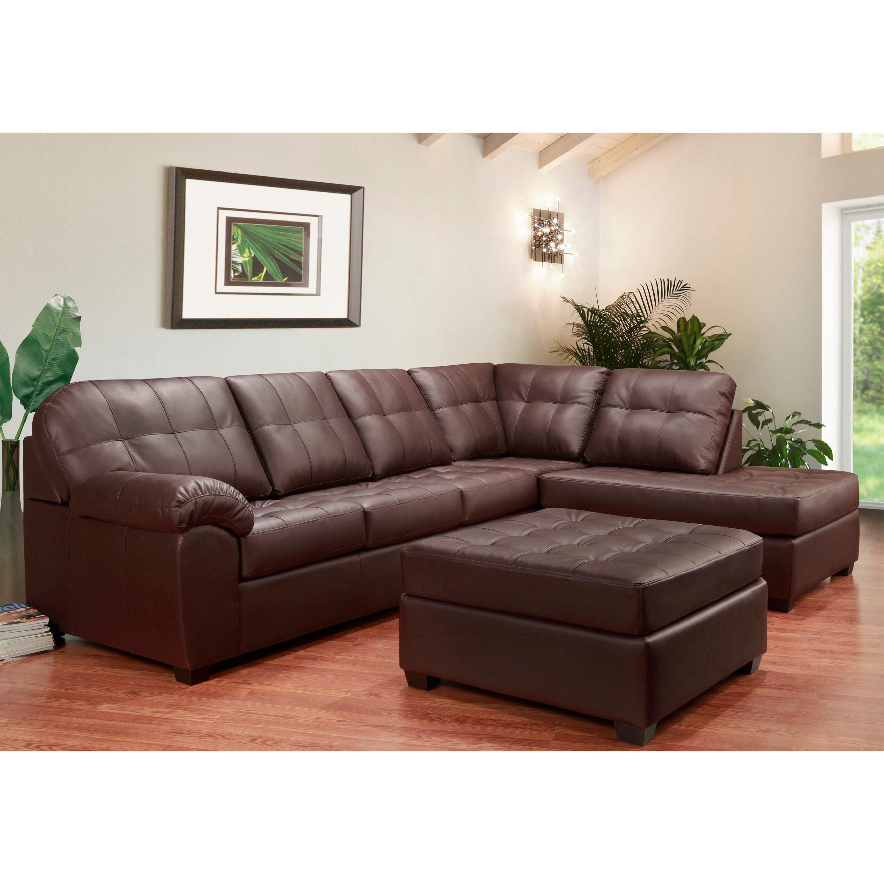 Emerson Top grain Leather Sectional Sofa and Ottoman On Sale